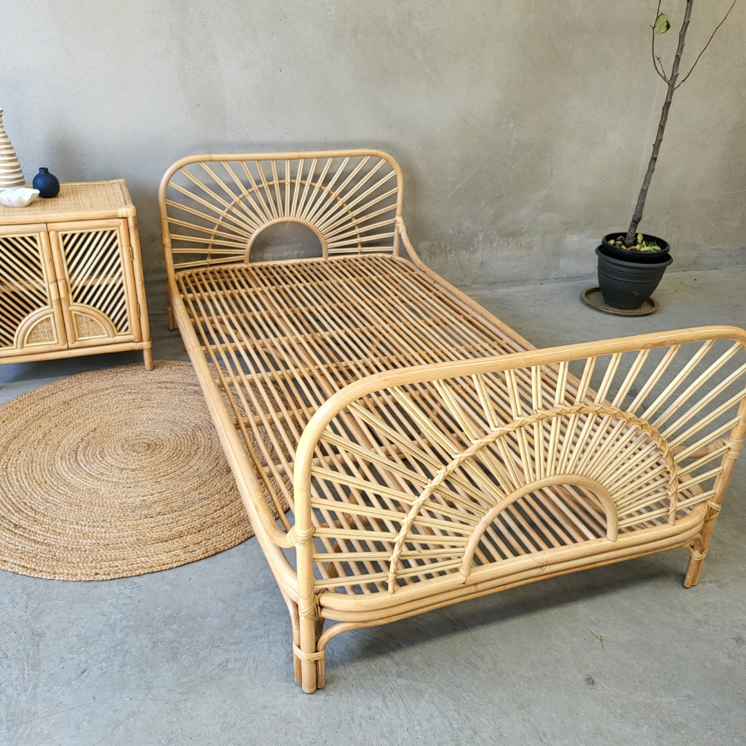 Cicily Midi Rattan Bed King Single (Pre Order Nov) Beach and Wood