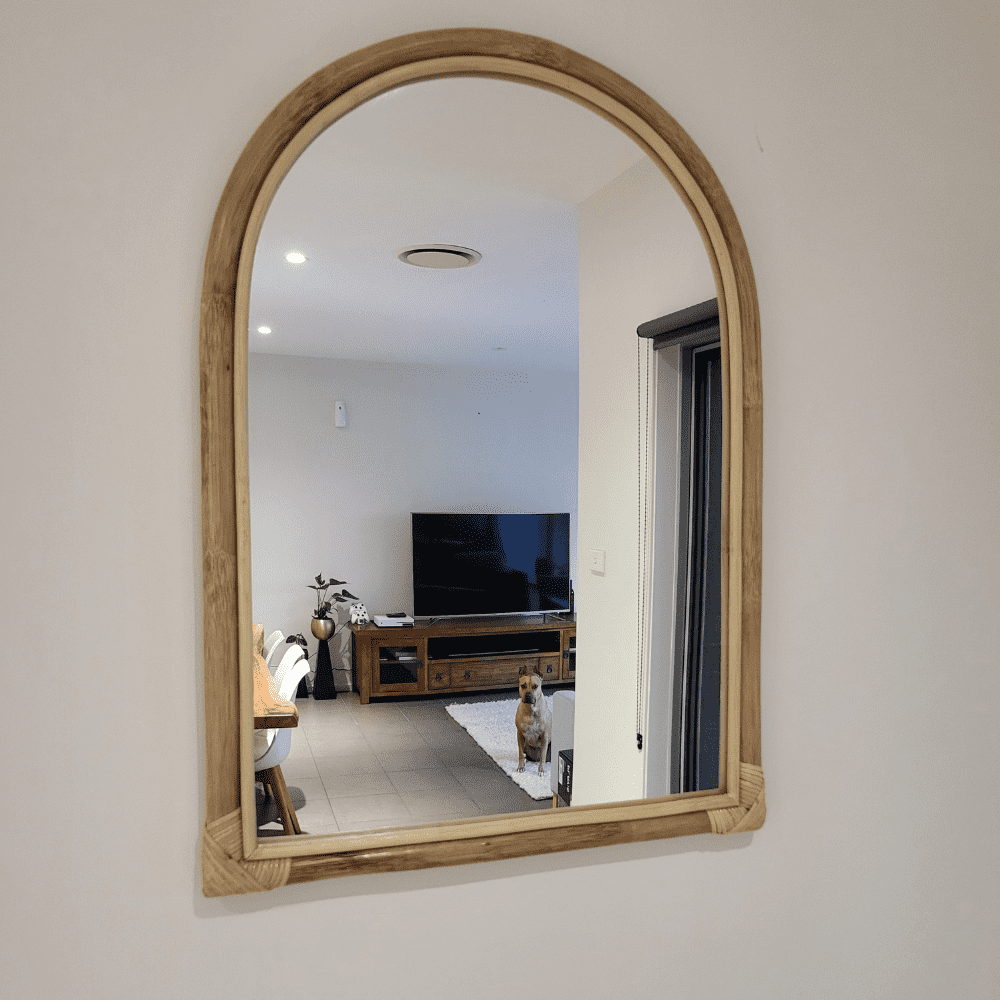 Jade Rattan Half Mirror