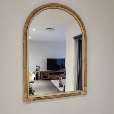 Jade Rattan Half Mirror